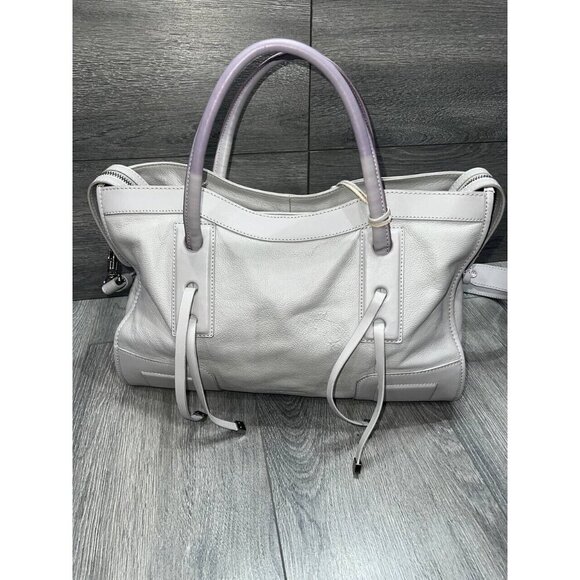 CHARLES JOURDAN Gray Pebble Leather Shoulder Bag Gray Handbag Double Handle Zip